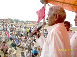 Com. Ram Naresh Ram addressing the mass meeting on the occasion of installation Martyr's Memorial in July 2010 